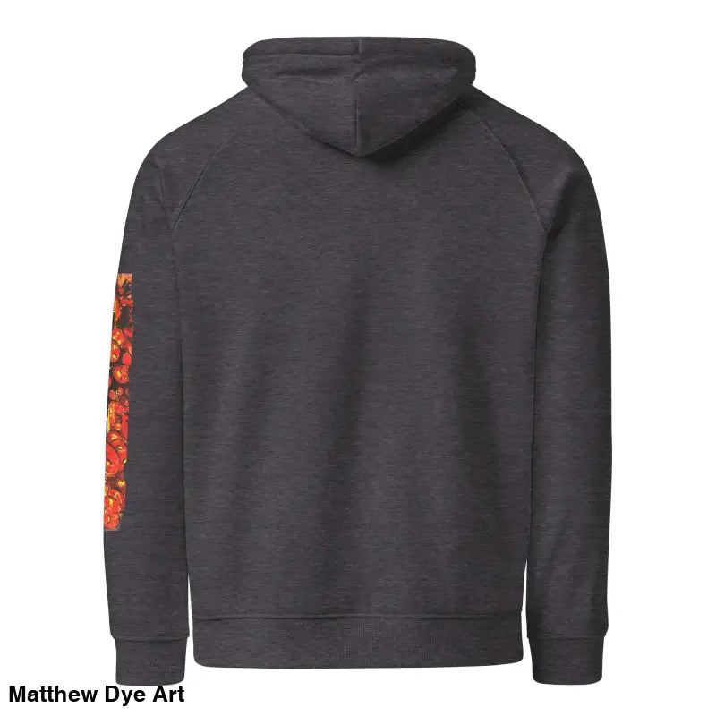 Gray hoodie with floral sleeves featuring Matthew Dye art for Trick ’r Treat Halloween designs