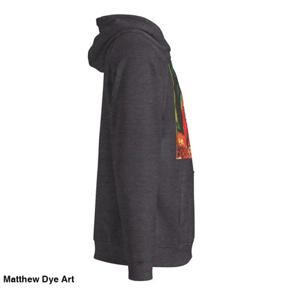 Gray hoodie with colorful Trick ’r Treat design by Matthew Dye Art for Halloween style