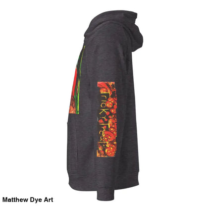 Gray Trick ’r Treat Eco Raglan Hoodie featuring Halloween designs by Matthew Dye Art