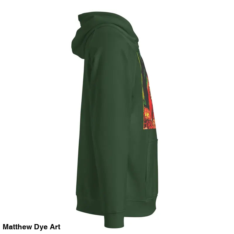 Green hooded sweatshirt from Trick r Treat featuring Matthew Dye art in Halloween designs