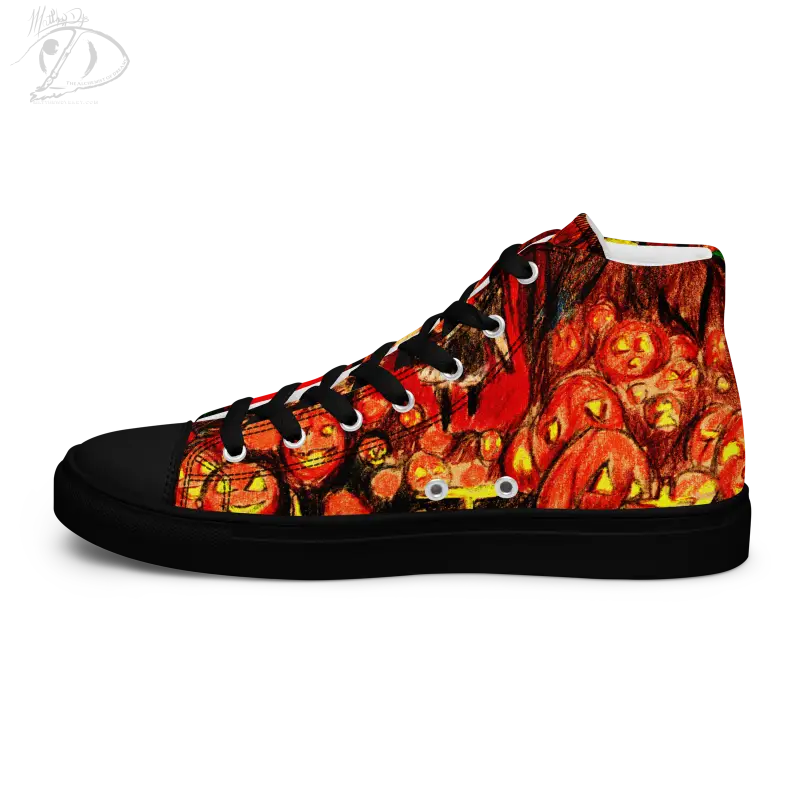 High-top canvas shoes featuring a Halloween pumpkin pattern for Trick R Treat