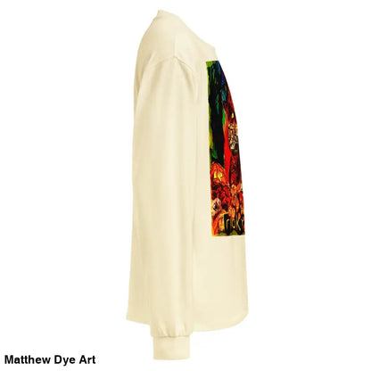 Long-sleeved cream Trick r Treat unisex shirt with colorful Halloween graphic