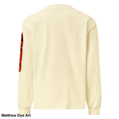 Cream-colored unisex long sleeve shirt with red floral design for Halloween elegance