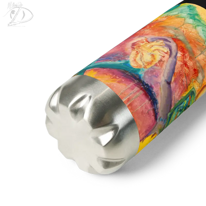 Colorful marbled pen barrel with metallic end cap for high-grade stainless steel water bottle