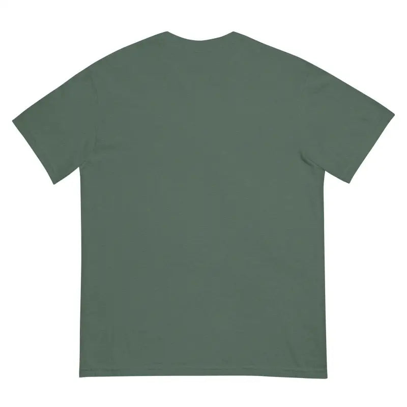 Plain olive green unisex garment-dyed heavyweight structured tee displayed in product