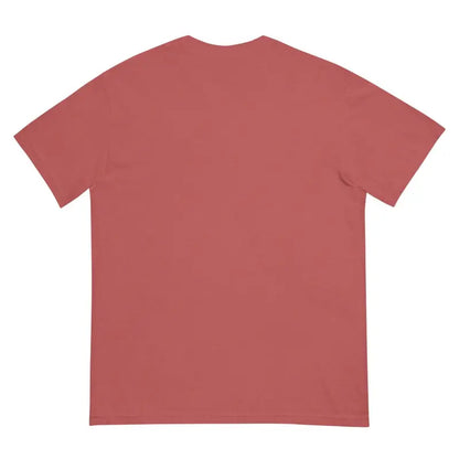 Plain red unisex garment-dyed heavyweight t-shirt with short sleeves and structured fit