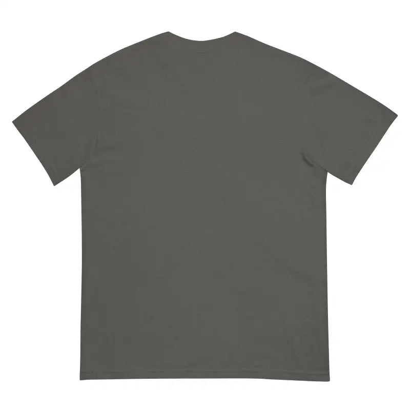 Plain gray unisex garment-dyed heavyweight t-shirt displayed with Turquoise Monster Embrace