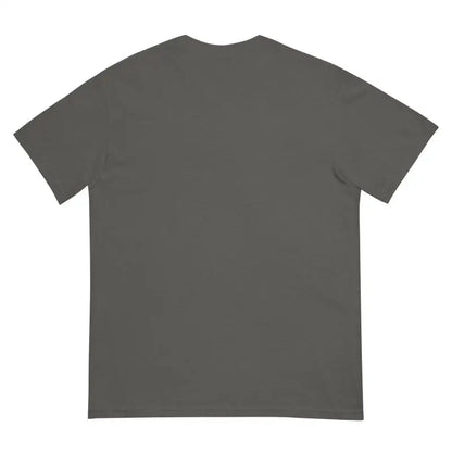 Plain gray short-sleeve t-shirt in Structured Unisex Garment-Dyed style, Turquoise Monster Embrace