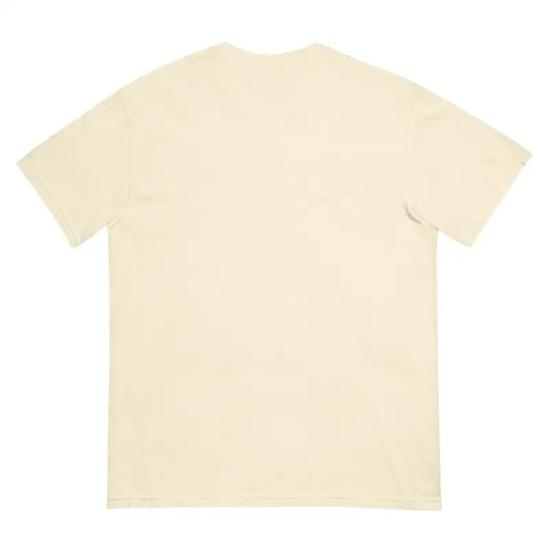 Plain cream-colored t-shirt featuring structured design in unisex garment-dyed heavyweight