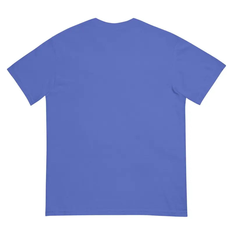 Plain blue unisex garment-dyed heavyweight structured tee displayed for Turquoise Monster Embrace