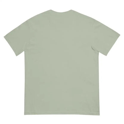 Plain sage green unisex garment-dyed heavyweight t-shirt with short sleeves