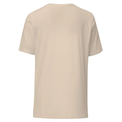 Plain beige crew neck t-shirt, perfect for unisex Halloween horror enthusiasts