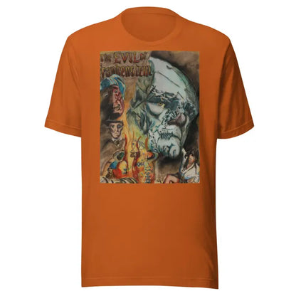 Unisex Halloween horror t-shirt featuring artistic Evil of Frankenstein graphic design