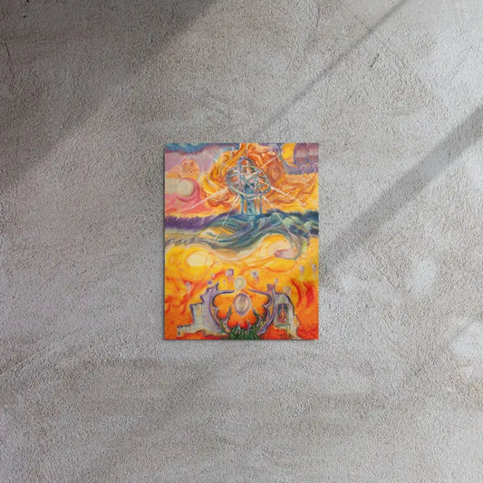 Colorful abstract painting on wall, a stunning metal print that transcends mere decoration