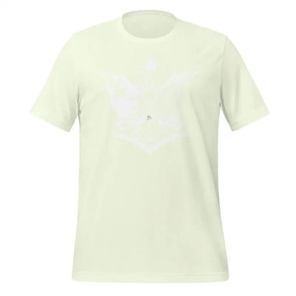 Plain cream-colored t-shirt featuring Valhalla Wisdom Tee inspired by divine legacy