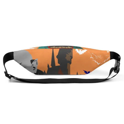 Vampire fanny pack featuring stylish orange and black Halloween design pattern