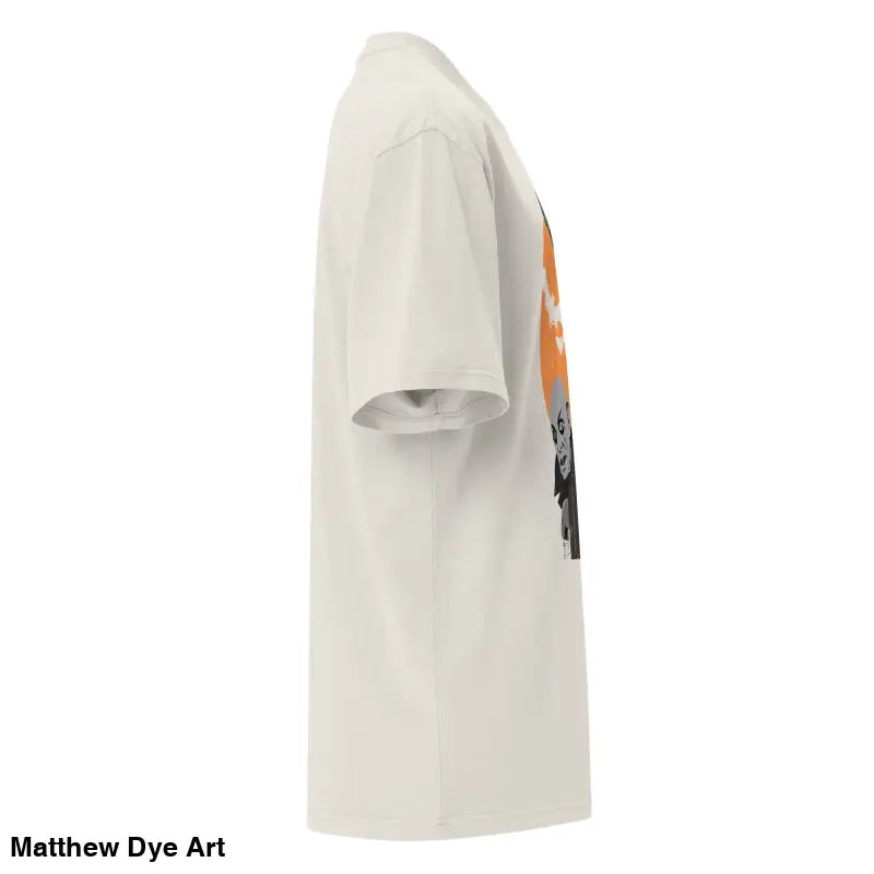 Off-white graphic oversized unisex faded t-shirt for a vintage-style Halloween look