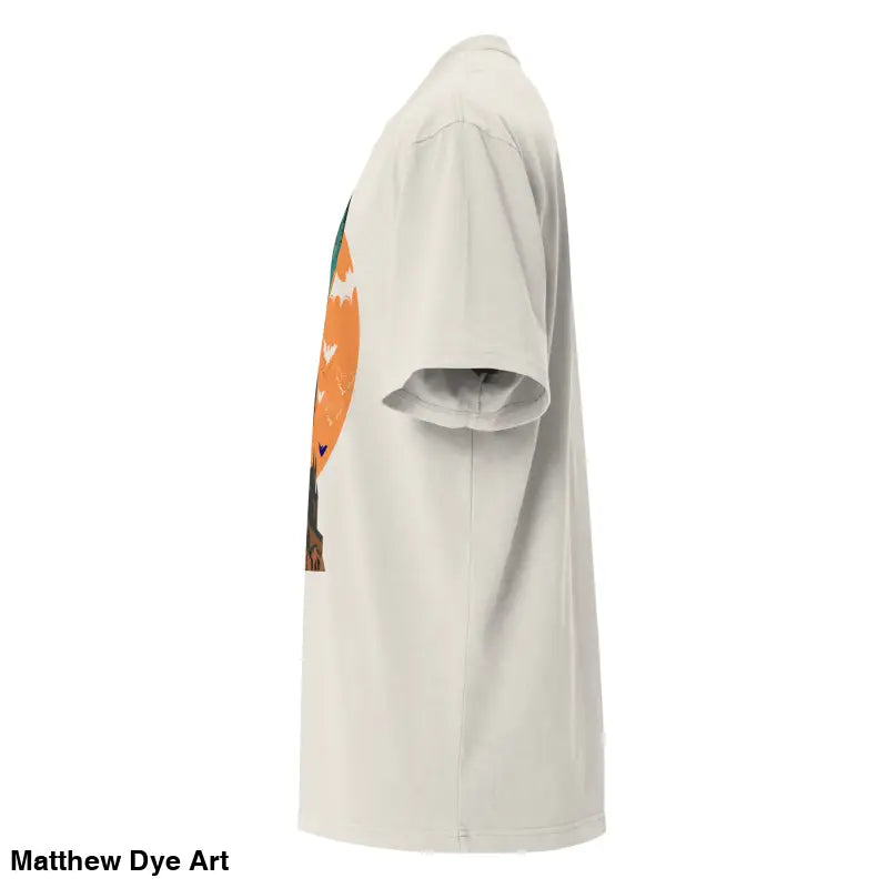 Beige oversized unisex faded t-shirt featuring Halloween graphic for vintage-style appeal