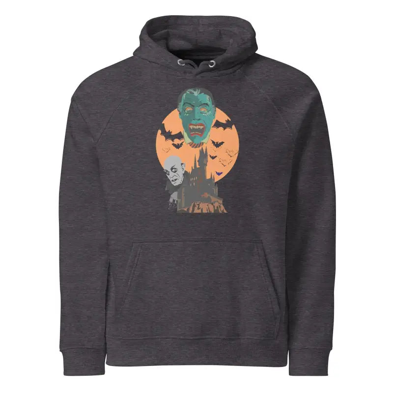 Dark gray hoodie with Halloween graphic by Matthew Dye Art in cute Halloween collection