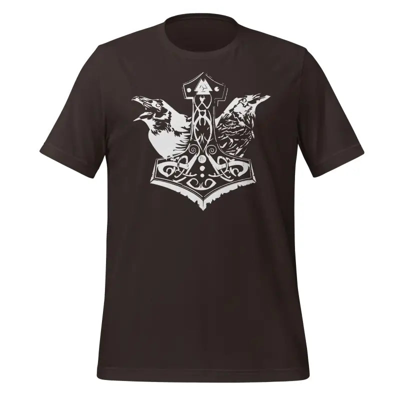 Black Viking Pride T-Shirt featuring Thor’s Hammer and ravens, honoring storied Viking heritage