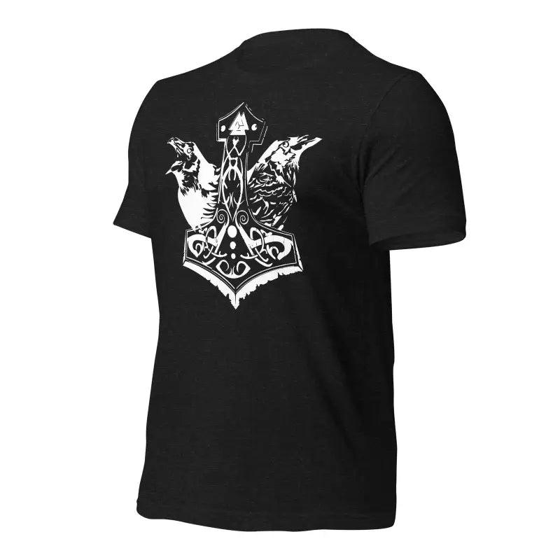 Black Viking Pride T-Shirt featuring Thor’s Hammer design with dragons