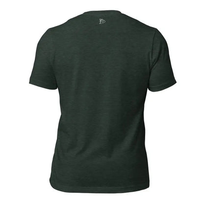 Dark green crew neck back view of Viking Pride T-Shirt with Thor’s Hammer and Dragon Motifs