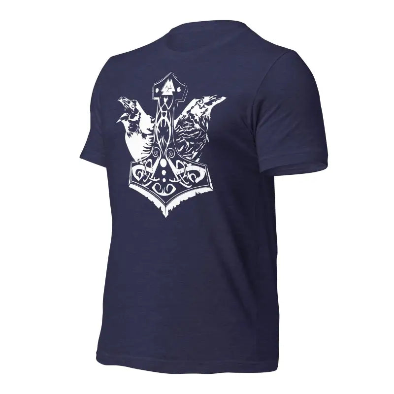 Navy blue Viking Pride T-Shirt featuring Thor’s Hammer and dragon motifs design