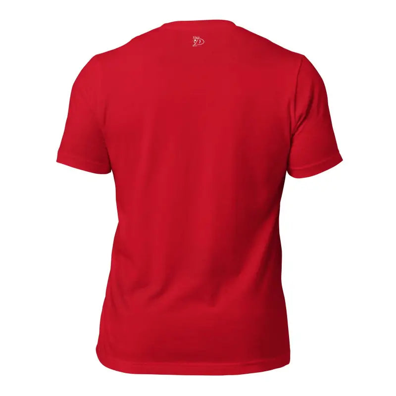 Plain red crew neck t-shirt featuring Viking Pride design with Thor’s Hammer and dragon motifs