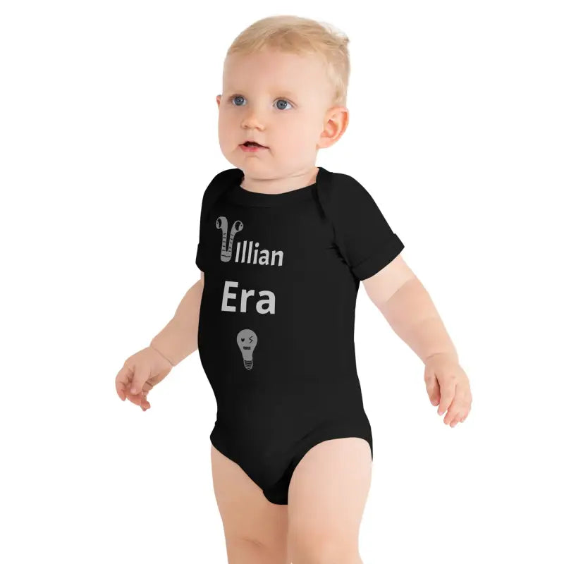 Black baby onesie from Villain Era, designed for comfort with fits baby weight