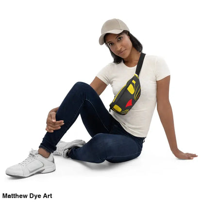 Woman showcasing the Vintage Black Cat Fanny Pack from the Halloween collection