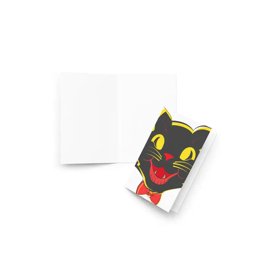 Vintage Black Cat Halloween Card, an enchanting creation designed for spooky greetings
