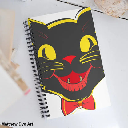 Spiral-bound notebook featuring a black cat graphic, perfect for vintage cat spiral enthusiasts