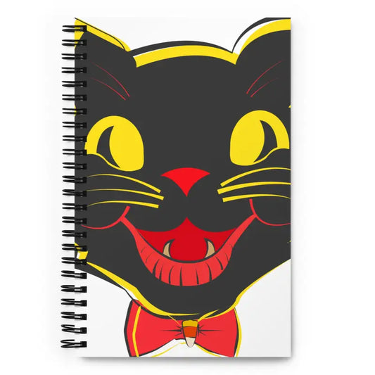 Spiral-bound notebook featuring a black cat graphic, perfect for vintage cat spiral enthusiasts