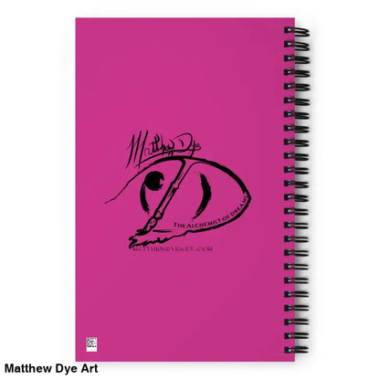 Spiral-bound magenta cat spiral notebook with a delightful flamingo background