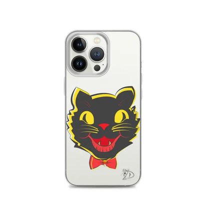 Sleek iPhone® case featuring a retro black cat design with aligned port openings