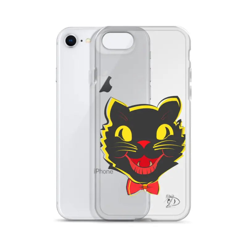 Clear Vintage Cat Guardian iPhone® Case with sleek design and aligned port openings