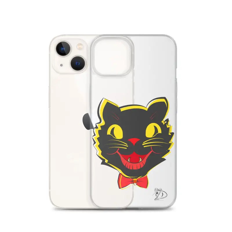 Vintage Cat Guardian iPhone case with sleek design, aligned port openings, and see-through polyurethane