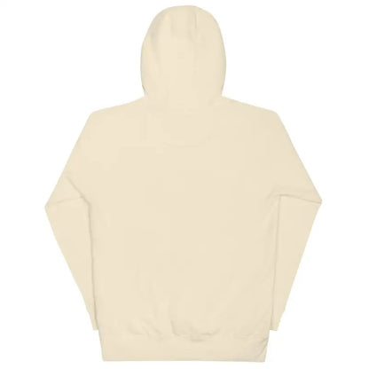 Cream-colored hooded sweatshirt back view showcasing Vintage Cat Unisex Hoodie design