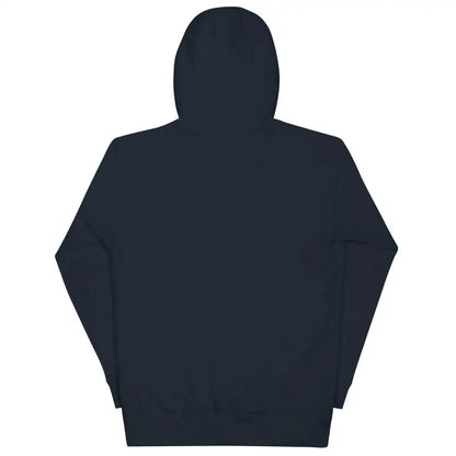 Back view of Vintage Cat Unisex Hoodie showcasing its comfortable navy blue design