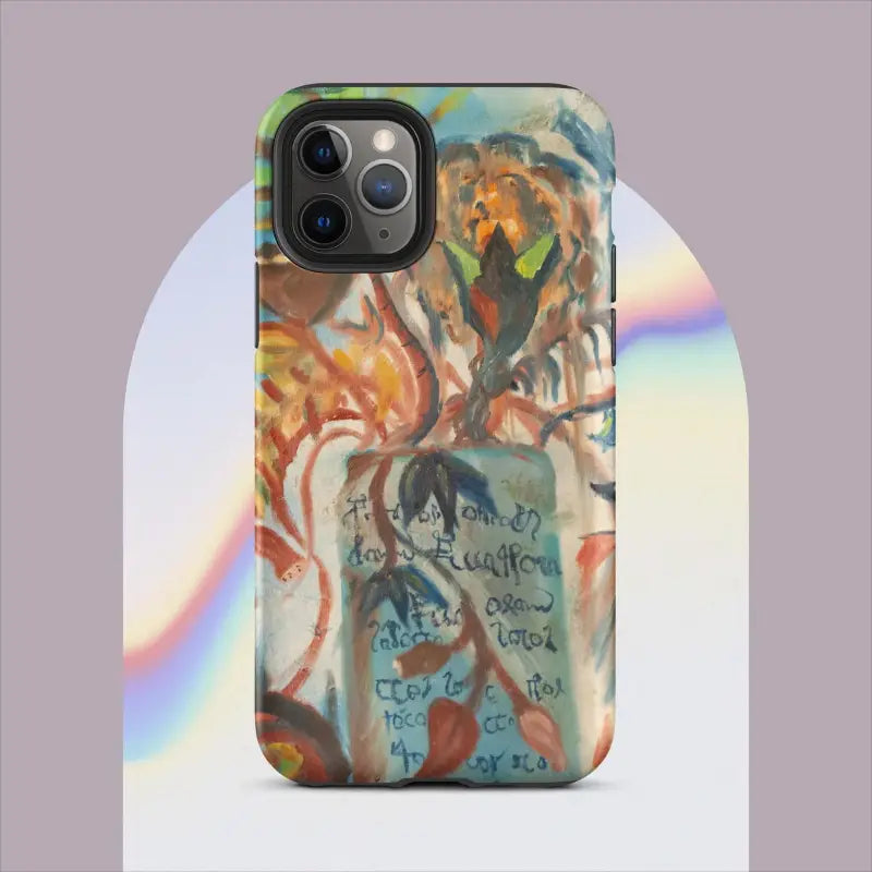 Voynich Oil Painting iPhone Pro Max Case with polycarbonate outer shell and swirling colors