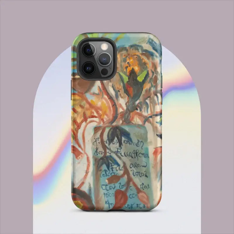 Decorative Voynich Oil Painting Pro Max iPhone Case with polycarbonate outer shell design