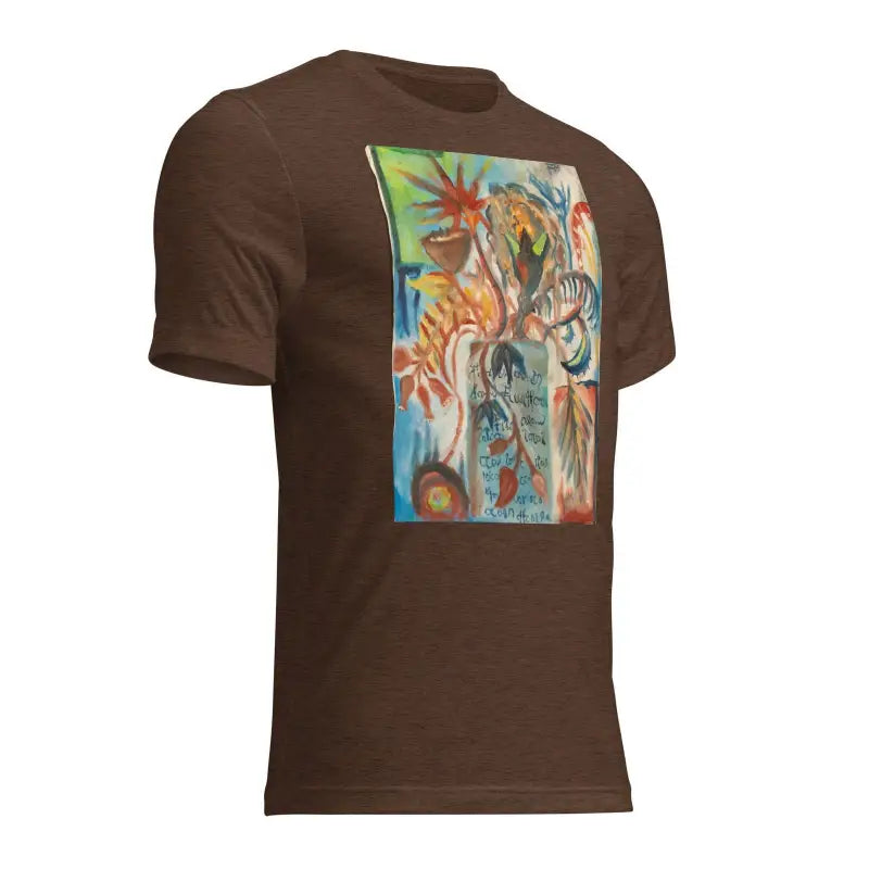 Brown Voynich Oil Painting Unisex T-Shirt featuring a vibrant abstract art panel