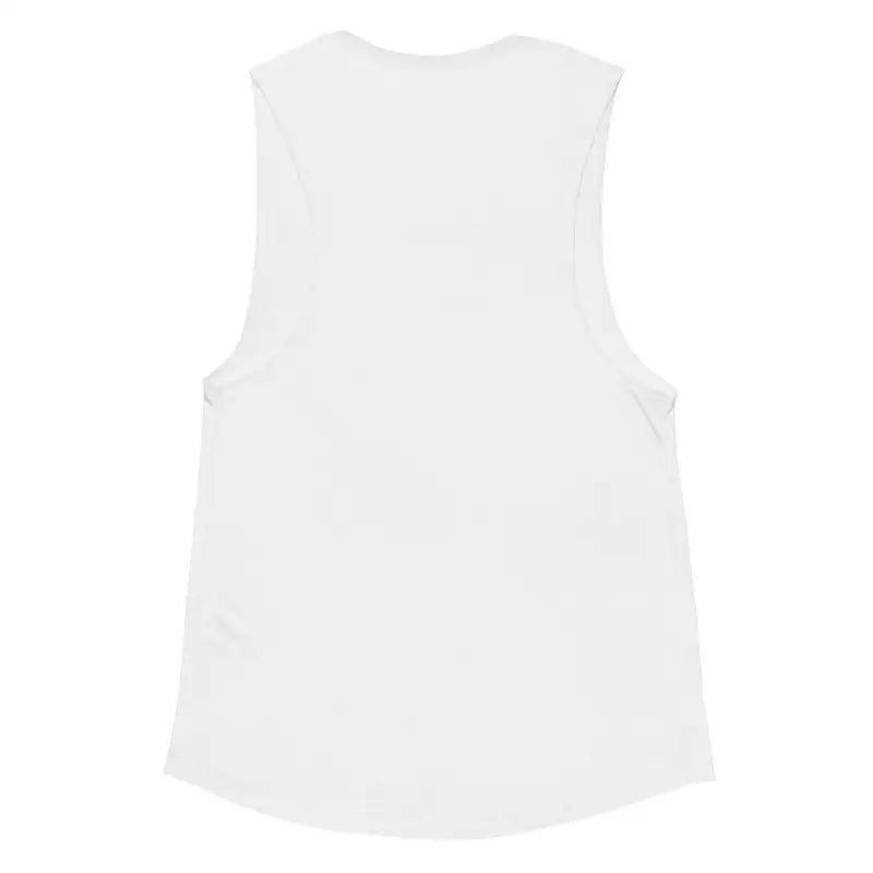 White sleeveless muscle tank by Matthew Dye featuring Warrior Power and Norse inspirations