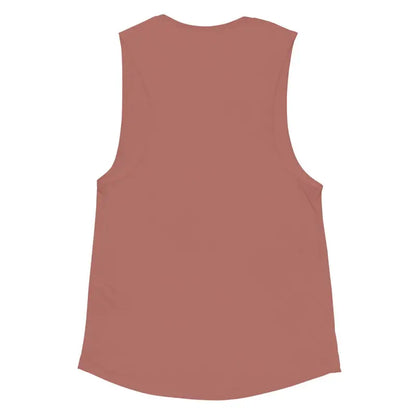 Sleeveless mauve muscle tank by Matthew Dye featuring Warrior Power design inspirations