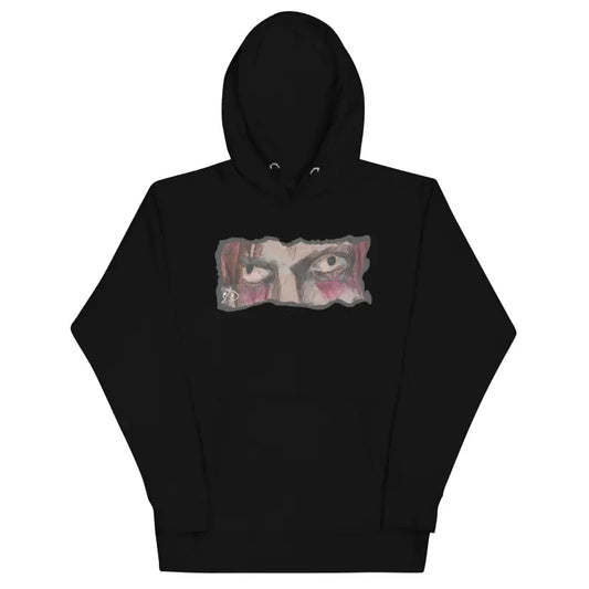 Black hoodie featuring artistic eye design, perfect gift for art lovers seeking the softest hoodie