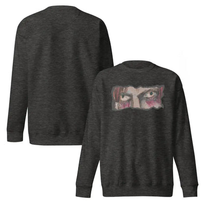 Gray sweatshirt featuring an eye graphic, exemplifying urban elegance in a classic silhouette