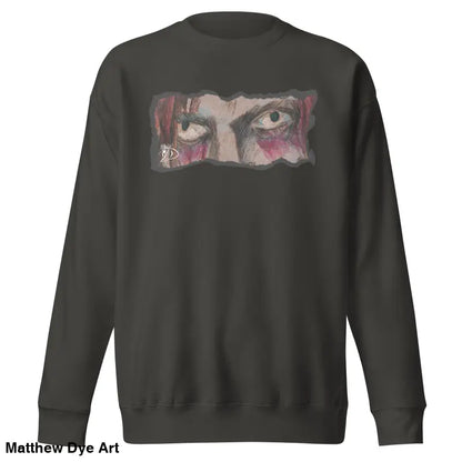 Gray sweatshirt with eye graphic in classic sweatshirt silhouette for urban elegance