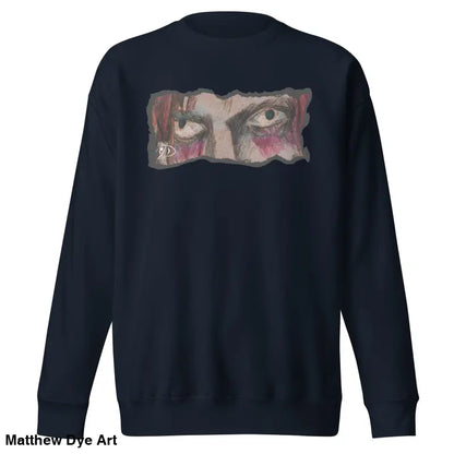Navy blue sweatshirt with eye graphic, a timeless piece enriched with urban elegance