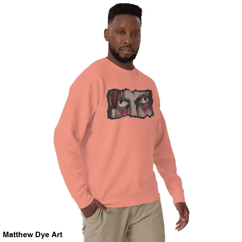 Salmon-colored long-sleeved shirt in classic sweatshirt silhouette, a timeless piece enriched