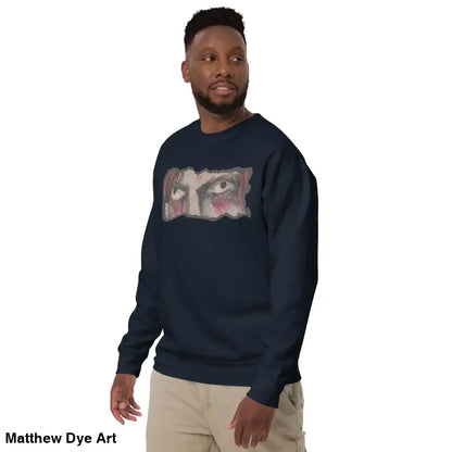 Navy sweatshirt featuring eye graphic, a timeless piece enriched in urban elegance